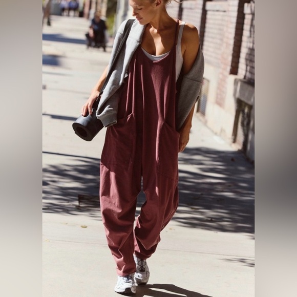 Free People Pants - Free People Hot Shot Onesie (Burgundy)